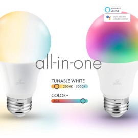 10 Watt Dimmable A19 Medium (E26) LED-RGB Bulbs - 800 Lumens and 2000K