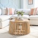 Alban Round Slatted Mango Wood Coffee Table