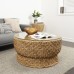 Yuscaran Round Natural Rattan and Glass Top Coffee Table