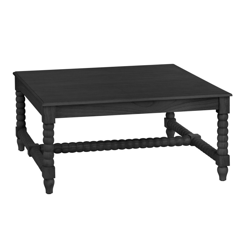 Ashbury Square Matte Black Wood Bobbin Coffee Table