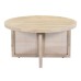 Chislett Round Whitewash Wood and Cane Coffee Table