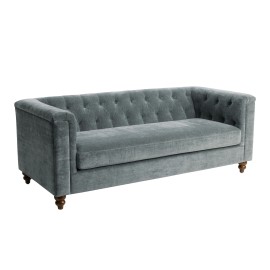 Phillips Steel Gray Crushed Velvet Tufted Chesterfield Sofa