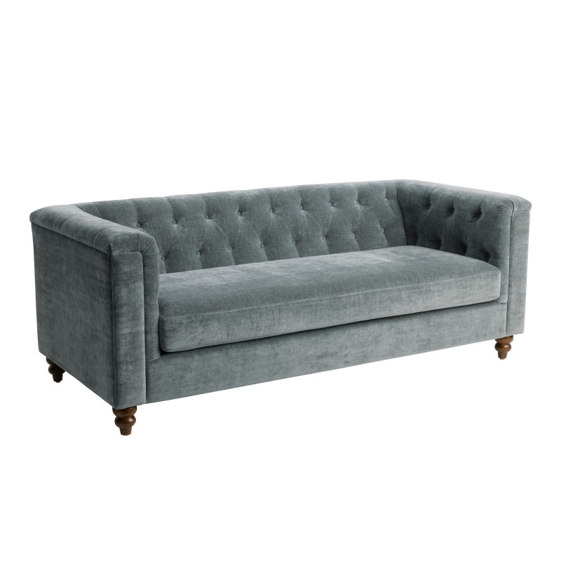 Phillips Steel Gray Crushed Velvet Tufted Chesterfield Sofa
