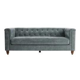 Phillips Steel Gray Crushed Velvet Tufted Chesterfield Sofa