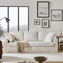 Merchland White Cotton Slipcover Sofa